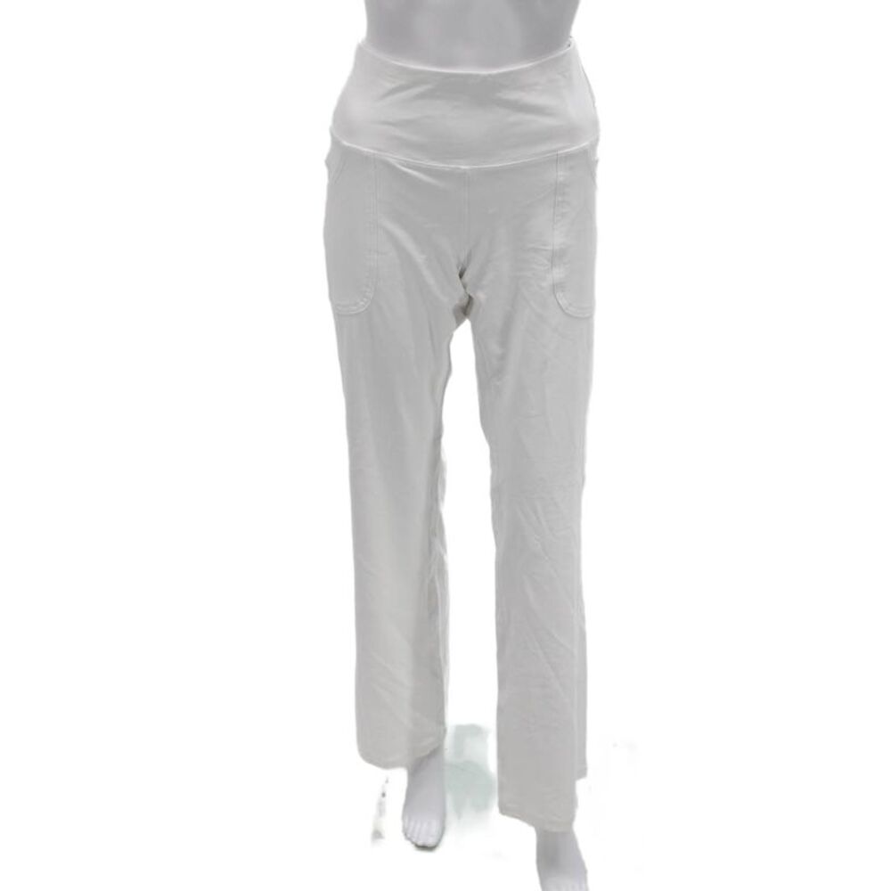 JoFit Women Maternity White Pants Zip Poly Spandex Inseam 33 Size L